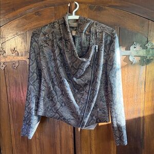 Blank NYC Brown Gray Snake-Print Faux Jacket